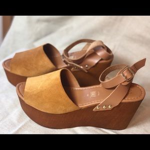 Seychelles Wedge Platform Suede cognac tan 7.5